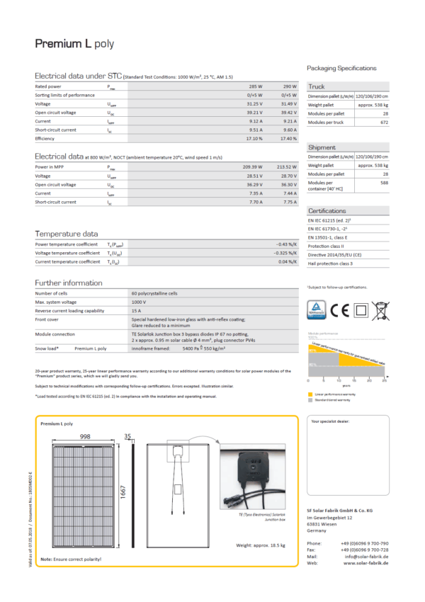 SOLARFABRIK PREMIUM L-POLY-290 - Imagen 3