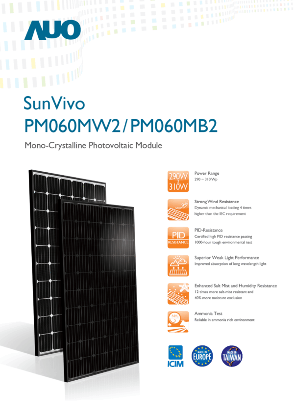 AUO-BENQ SUNVIVO PM060MW2-300 - Imagen 2