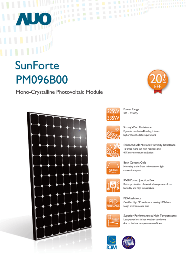 AUO-BENQ SUNFORTE PM096B00-335 - Imagen 2