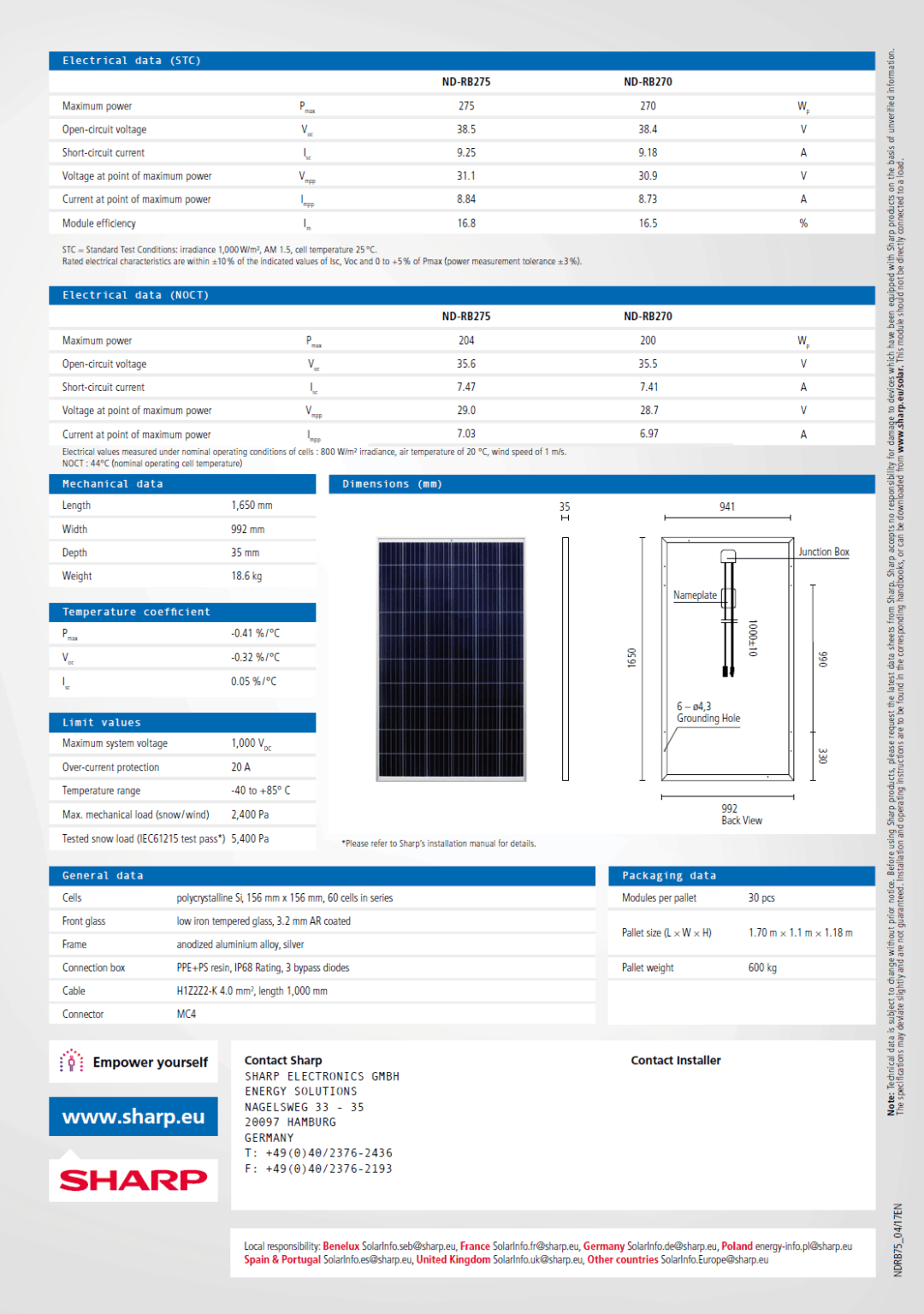 SHARP ND-RB275 - Imagen 3